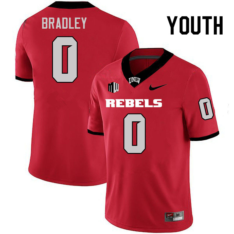 Youth #0 Jaden Bradley UNLV Rebels College Football Jerseys Stitched-Scarlet